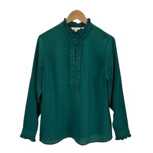 Boden Ruffle Button Front Long Sleeve Blouse
